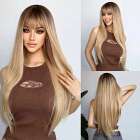 Pruik lang blond steil haar in laagjes met pony model 288