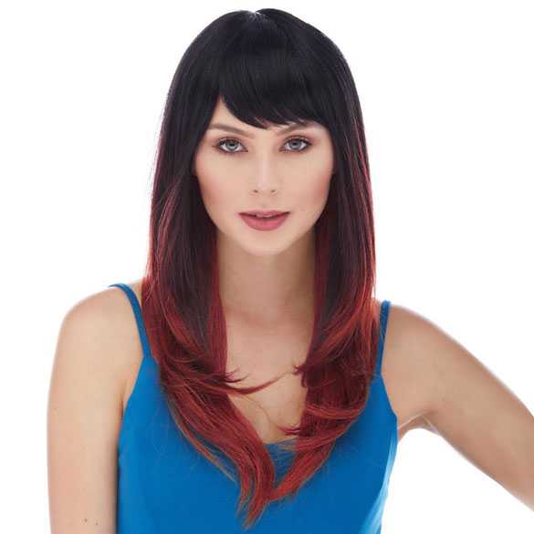 X-MAS SALE : Ombre pruik lang steil haar in laagjes model Tokyo
