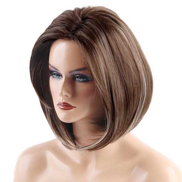 Pruik bob model steil haar in laagjes coffee mix Maggie