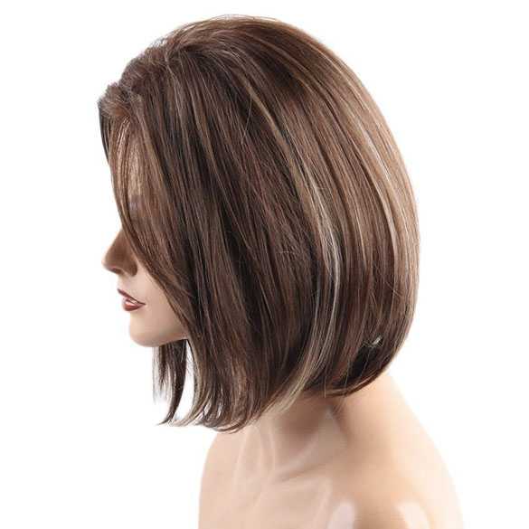 Pruik bob model steil haar in laagjes coffee mix Maggie