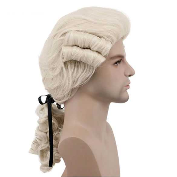 Historische Barok Judge pruik met staartje blond