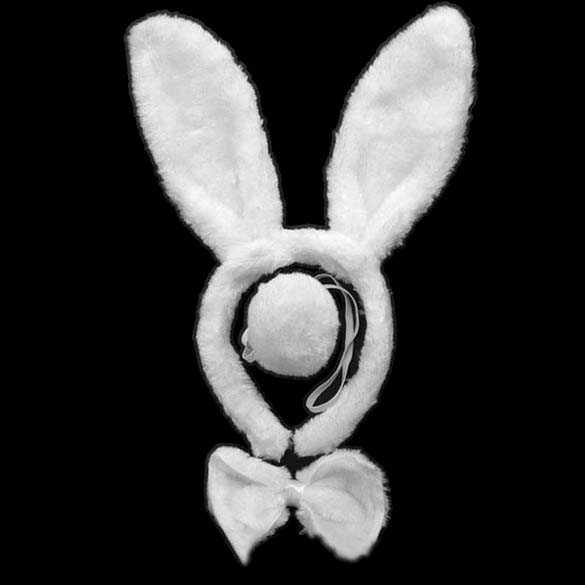 HALLOWEEN Wit pluche 3-delige set playgirl oren haarband