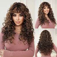 Pruik lang haar in mocca bruinmix met prachtige wilde krullen Deborah