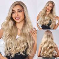 Swiss lace pruik lang blond haar zonder pony Yasmine