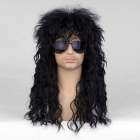 Carnaval pruik zwart wild lang haar model Rock