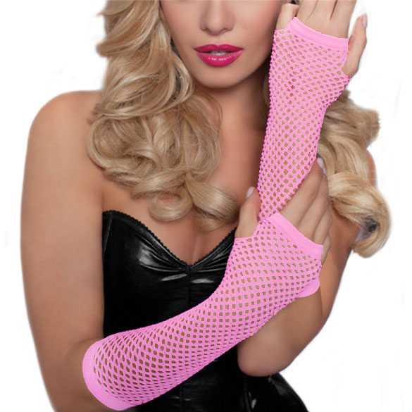 Gaas lingerie handschoenen zonder vingers pastel roze