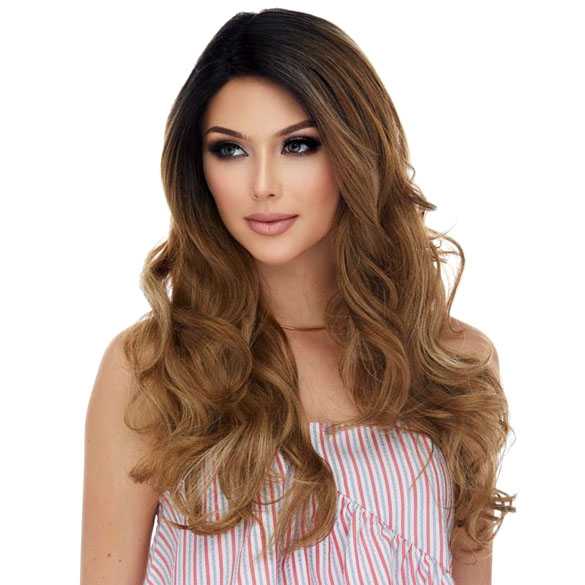 Lace pruik mix met echt haar model Selena kleur RM6036