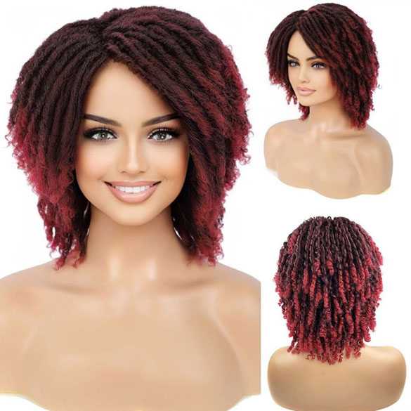AANBIEDING Pruik rasta afro dreadlock wijnrood mix