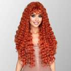 Sexy pruik lang oranje haar veel krullen zonder pony