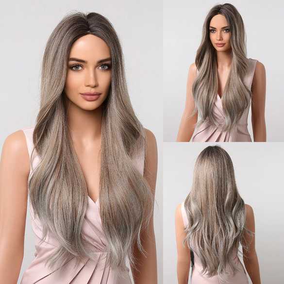 AANBIEDING Pruik lang haar zonder pony model 1015