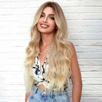 Swiss lace pruik lang blond haar zonder pony Charley