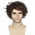 Stoere warrige mannenpruik halflang krullend haar met highlights
