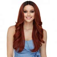 Luxe lace front pruik lang rood haar model Stephanie