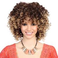 Pruik afro spiraalkrullen vol volume kleur T27-33
