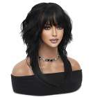 Trendy wavy pruik zwart haar met langere onderlaag