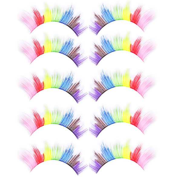 AANBIEDING : Valse carnaval wimpers model Rainbow set van 5 paar