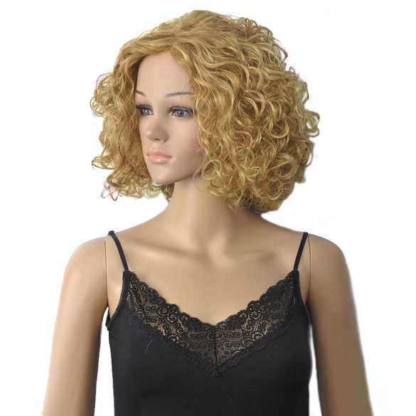 Roodblonde blonde krullen / kroes pruik