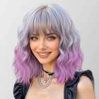 Duo color carnaval pruik schouderlang haar met golfjes