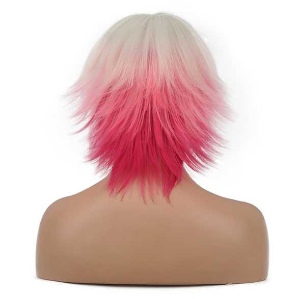 Manga anime pruik kort wit roze in laagjes