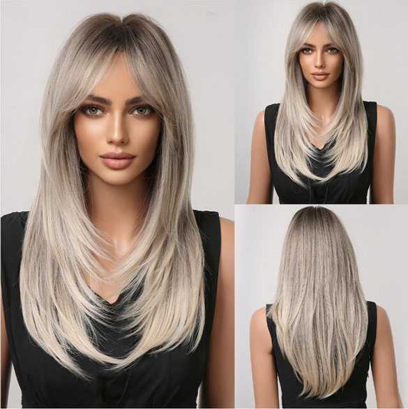 SALE Pruik lang steil haar in laagjes model 259 13