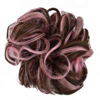 SALE  : Duo-color haar scrunchie met elastiek bruin roze