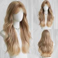 Pruik lang ginger roomblond haar met slagen model 482