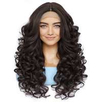 Luxe lace front pruik bruin lang krullend haar kleur 4