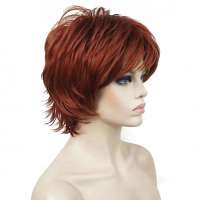 Moderne pruik rood kort haar met plukjes kleur 130
