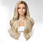 Swiss lace front pruik blond mix lang krullend haar Delta