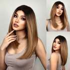 Swiss lace front pruik steil haar zonder pony model Lara