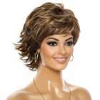 Pruik bruin kort pittig kapsel in laagjes met highlights