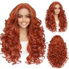 Luxe lace front pruik lang krullend haar koperrood Calla