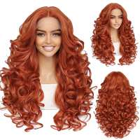 Luxe lace front pruik lang krullend haar koperrood model Calla