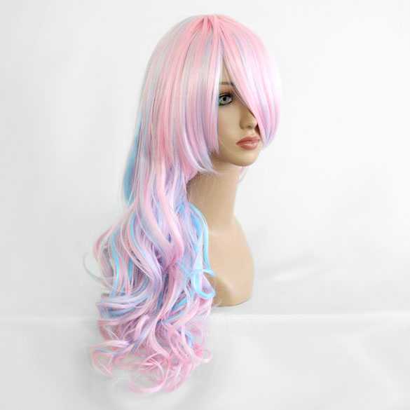 Lolita pruik baby-roze baby-blauw lang haar met krullen