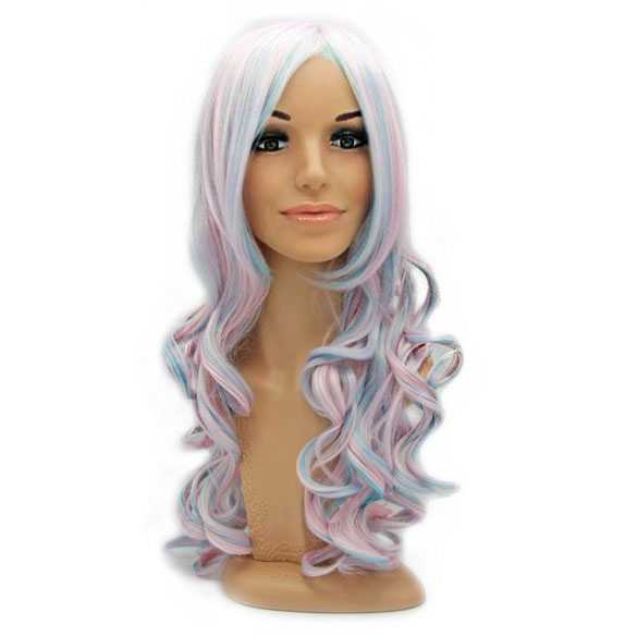 Lolita pruik pastel ijsroze ijsblauw lang haar met krullen