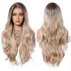 Mono top swiss lace pruik lang blond haar zonder pony model Loreen