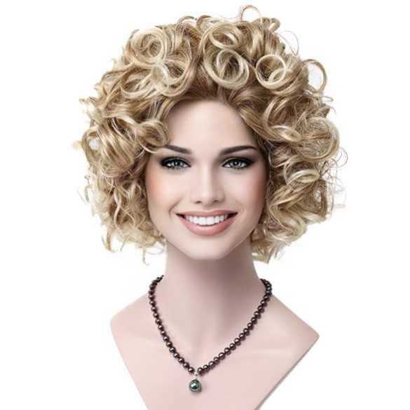 Moderne vlotte pruik kort krullend haar kleur 27T613