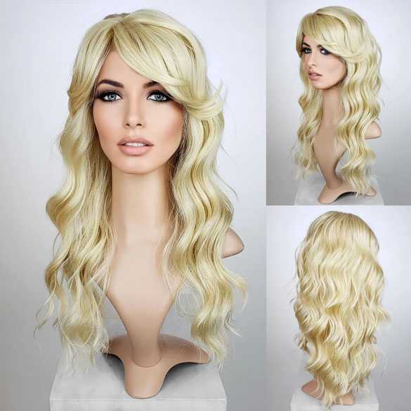 Lace pruik lang lichtblond golvend haar model Tease kleur 613