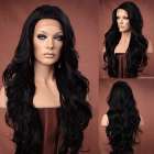 Lace pruik lang zwart haar zonder pony model Kim