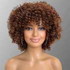 Pruik afro spiraalkrullen vol volume licht kastanjebruin mix