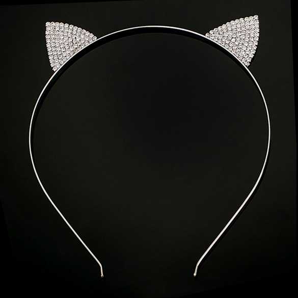 Luxe metalen haarband model katten oortjes diamant