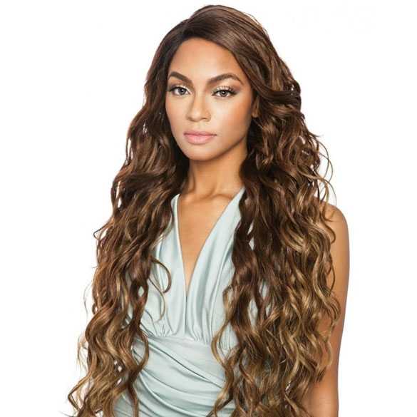 Swiss lace pruik mix met echt haar model BS298 bruinmix