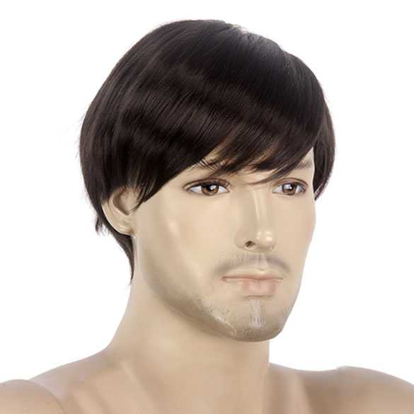 Mannenpruik bruin kort haar kleur 4