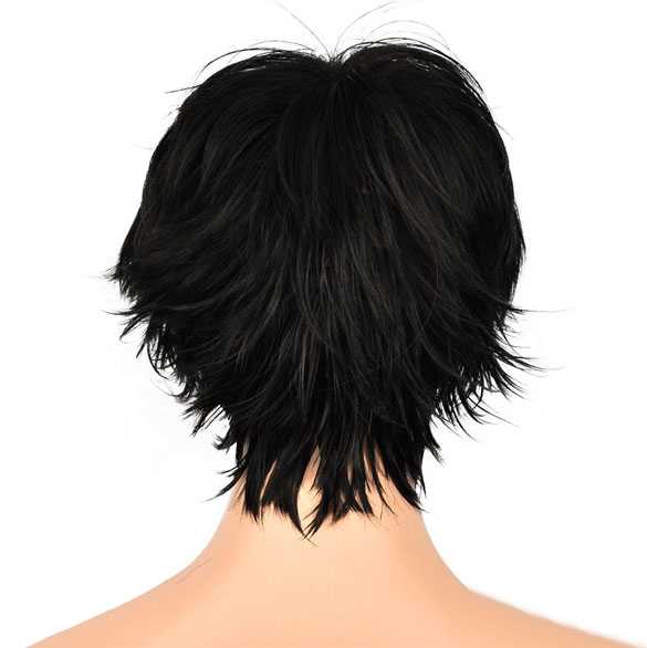 Manga Anime pruik kort haar zwart met plukjes