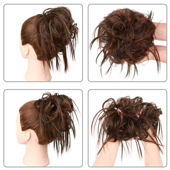 Warrige haar scrunchie met elastiek bruinmix kleur 2-30