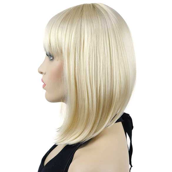 Pruik schuin bob model met steil haar kleur 613