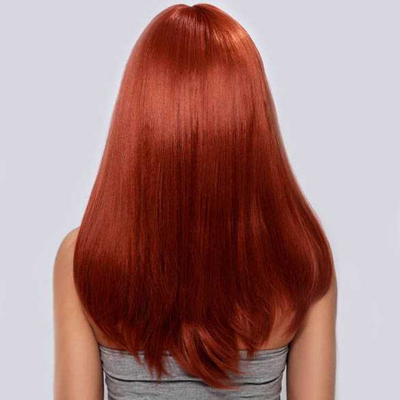 Mooie pruik lang rood haar in laagjes