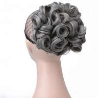 Chignon elastisch haarstukje / vlinderkam kleur grijs