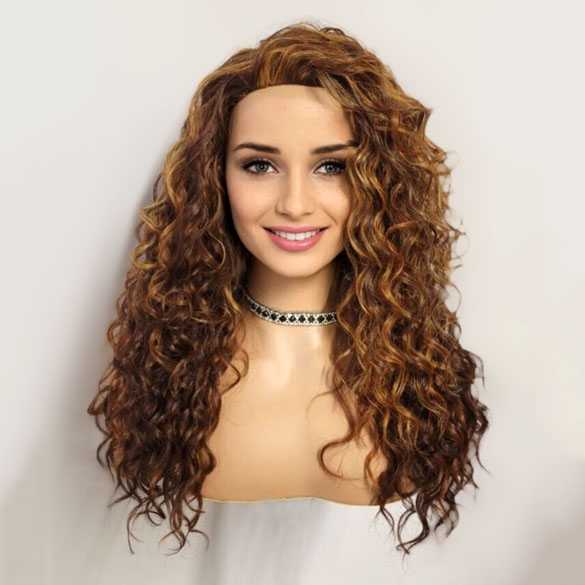 Luxe 3/4 pruik lang haar met spiraal krullen model Lexi F33.32.240