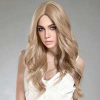 Swiss lace pruik lang roomblond haar zonder pony model 66060